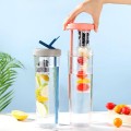 Fruit Infuser Straw Plastic Water Bottle 800ml