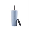 Wheat Straw Double Lid Straw Cup
