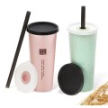Wheat Straw Double Lid Straw Cup