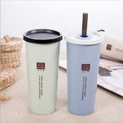 Wheat Straw Double Lid Straw Cup