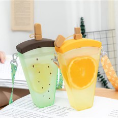 Fruit Plastic Straw Cup With Strap