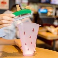 Fruit Plastic Straw Cup With Strap