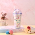 Creative Micro Landscape Double Plastic Straw Cup 450ml