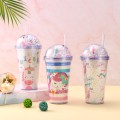 Creative Micro Landscape Double Plastic Straw Cup 450ml