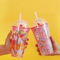 Creative Micro Landscape Double Plastic Straw Cup 450ml