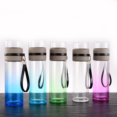 Double walled glass water bottle