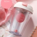 Double Wall Plastic Straw Cup with Lid 320ml