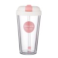 Double Wall Plastic Straw Cup with Lid 420ml