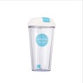 Double Wall Plastic Straw Cup with Lid 420ml