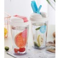 Double Wall Plastic Straw Cup with Lid 420ml