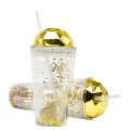 Double wall straw  water bottle 500ml