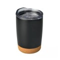 12oz Cork Wood Base Double Wall Stainless Steel Straight Coffee Mug