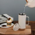 16oz Cork Wood Base Double Wall Stainless Steel Coffee Mug