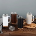 16oz Cork Wood Base Double Wall Stainless Steel Coffee Mug