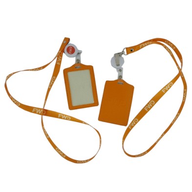 Badge holder with leather lanyard - FWD