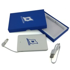 Ultra slim power bank with micro charger cable -wilhelmsen