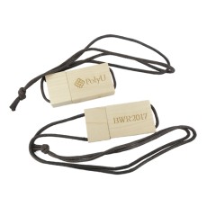 Wooden case USB stick with lanyard-PolyU