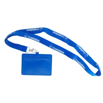 Badge holder with leather lanyard - lifesolutions