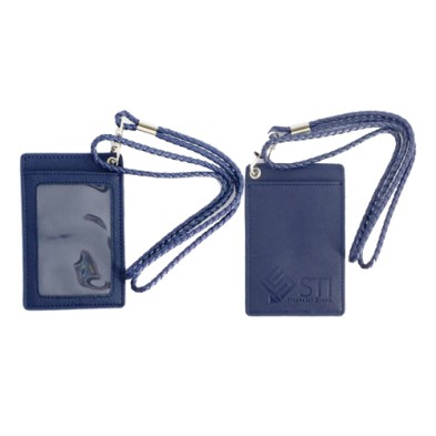 Badge holder with leather lanyard -STI