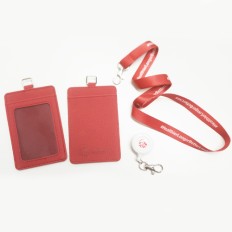 Badge holder with leather lanyard - AIA