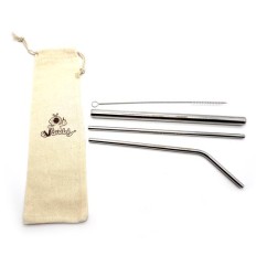 Stainless Steel Drinking Straws (4 Pieces Set)-TVB