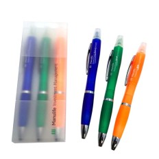 Promotional plastic ball pen with highligter-Manulife