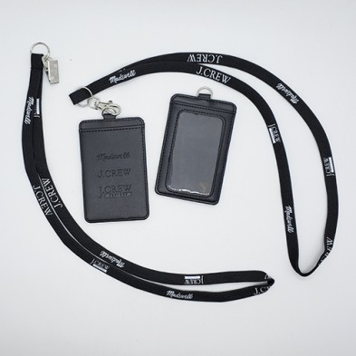 Badge holder with leather lanyard - J.crew