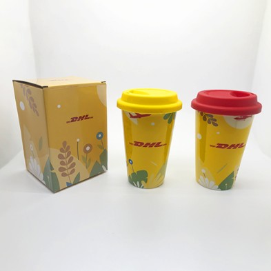 Double wall ceramic mug with silicon lid - DHL