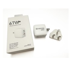 USB旅行充英規+65W氮化鎵超級快充雙Type-C-Kyocera Avx