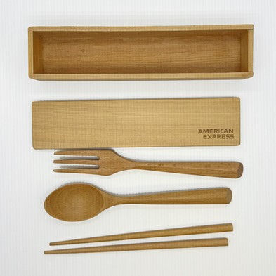 Wooden box tableware set-American Express