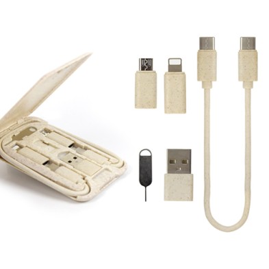 Wheat Straw 6 in 1 Multifunctional Travel Charging kit