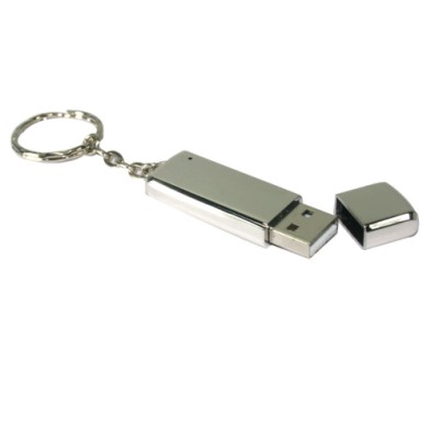 Metal case USB stick with keychain
