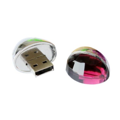 Drop shape Chrome metal with crystal stone USB stick