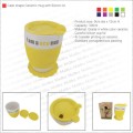 Cask shape double wall ceramic mug with Silicon lid & sleeve & coaster set  