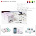Cube shape Dual USB mobile battery charger 10400 mAh  (power bank) 