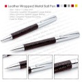 Leather wrapped metal ball pen