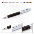 Leather wrapped metal pen