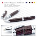 Leather wrapped corporate metal pen