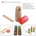 Wooden color pencil set with sharpener