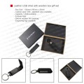 Leather USB drive with wooden box gift set