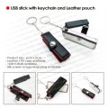 USB Stick with keychain and Leather pouch