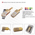 Rotating Chrome metal with crystal stone USB stick