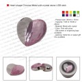 Heart shape Chrome Metal with crystal stone USB stick