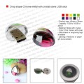 Drop shape Chrome metal with crystal stone USB stick