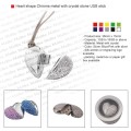 Heart shape Chrome metal with crystal stone USB stick